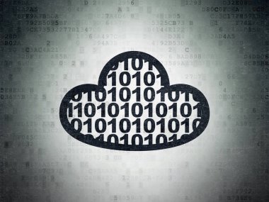 Bulut teknoloji kavramı: bulut ile kod dijital veri kağıt arka plan üzerinde