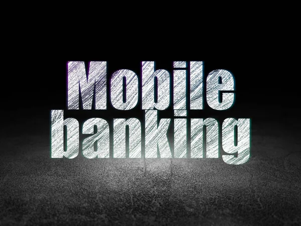 Concept d'argent : Mobile Banking en chambre noire grunge — Photo