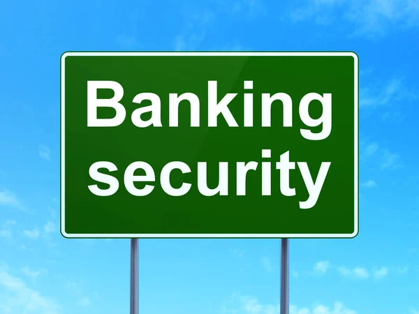 Protection concept: Banking Security on road sign background — Stock Photo, Image