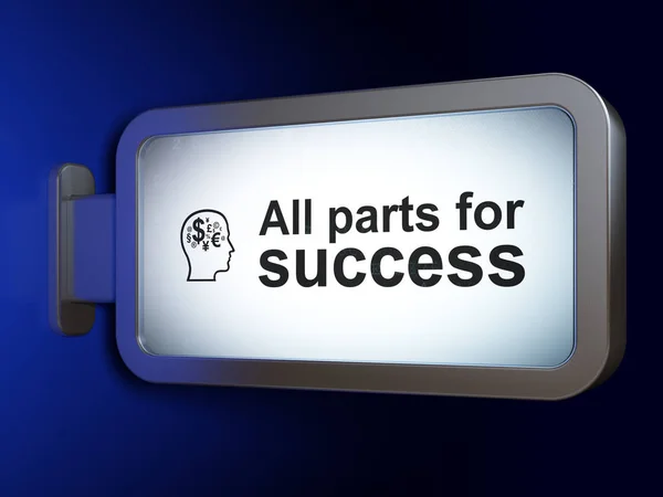 Business concept: All parts for Success and Head With Finance Symbol on billboard background — Stock Photo, Image