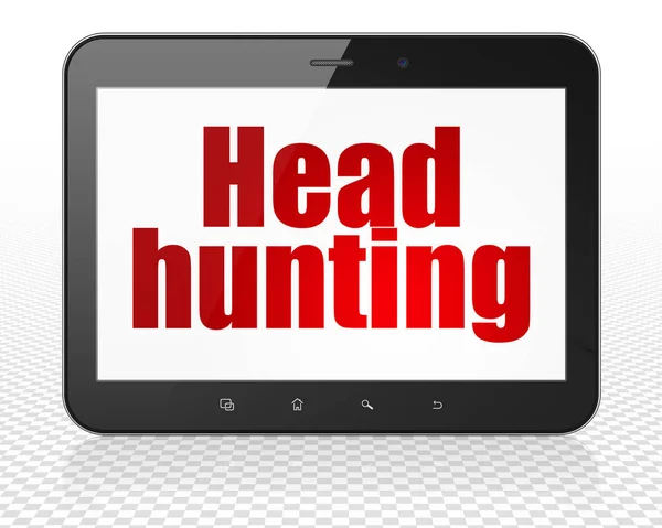 Finance concept: Tablet Pc Computer with Head Hunting on display — Stock Photo, Image