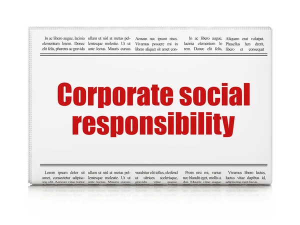 Koncepcja biznesowa: Gazeta headline odpowiedzialności społecznej — Zdjęcie stockowe