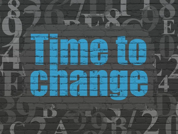 Concepto de línea de tiempo: Tiempo para cambiar en el fondo de la pared —  Fotos de Stock