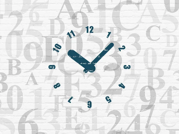 Концепція часової лінії: Годинник на фоні стіни — стокове фото
