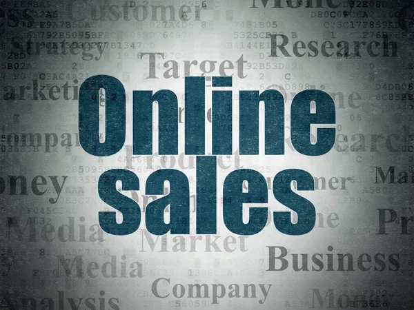 Concepto publicitario: ventas en línea en el fondo digital del papel de datos — Foto de Stock