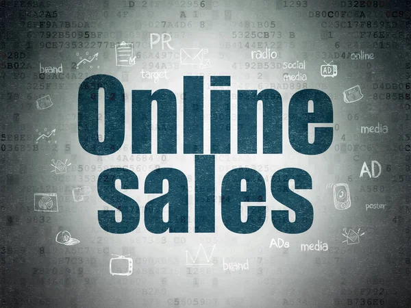 Marketingové koncepce: on-line prodej na digitální Data papírové pozadí — Stock fotografie