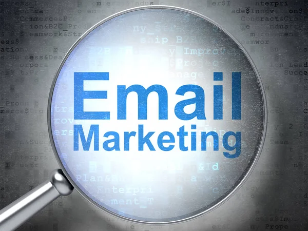 Reclame concept: E-mailmarketing met optisch glas — Stockfoto