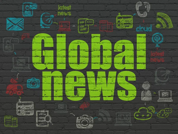 Концепция новостей: Глобальные новости на фоне стен — стоковое фото