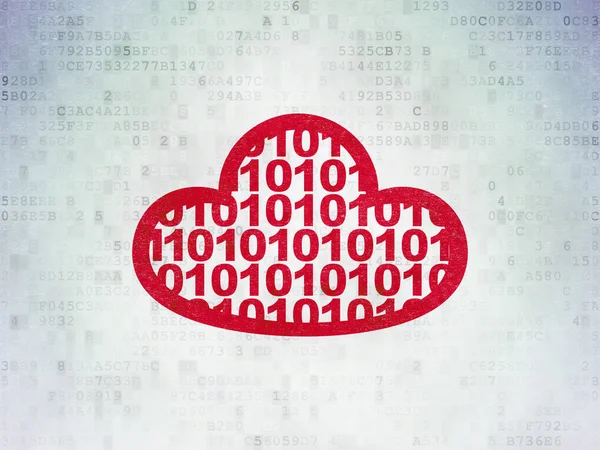Cloud Computing Konzept: Cloud mit Code auf digitalem Datenpapier-Hintergrund — Stockfoto