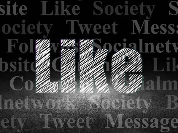 Social network concept: Like in grunge dark room — Stock Photo, Image