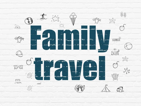 Travel concept: Family Travel on wall background — Stock Photo, Image