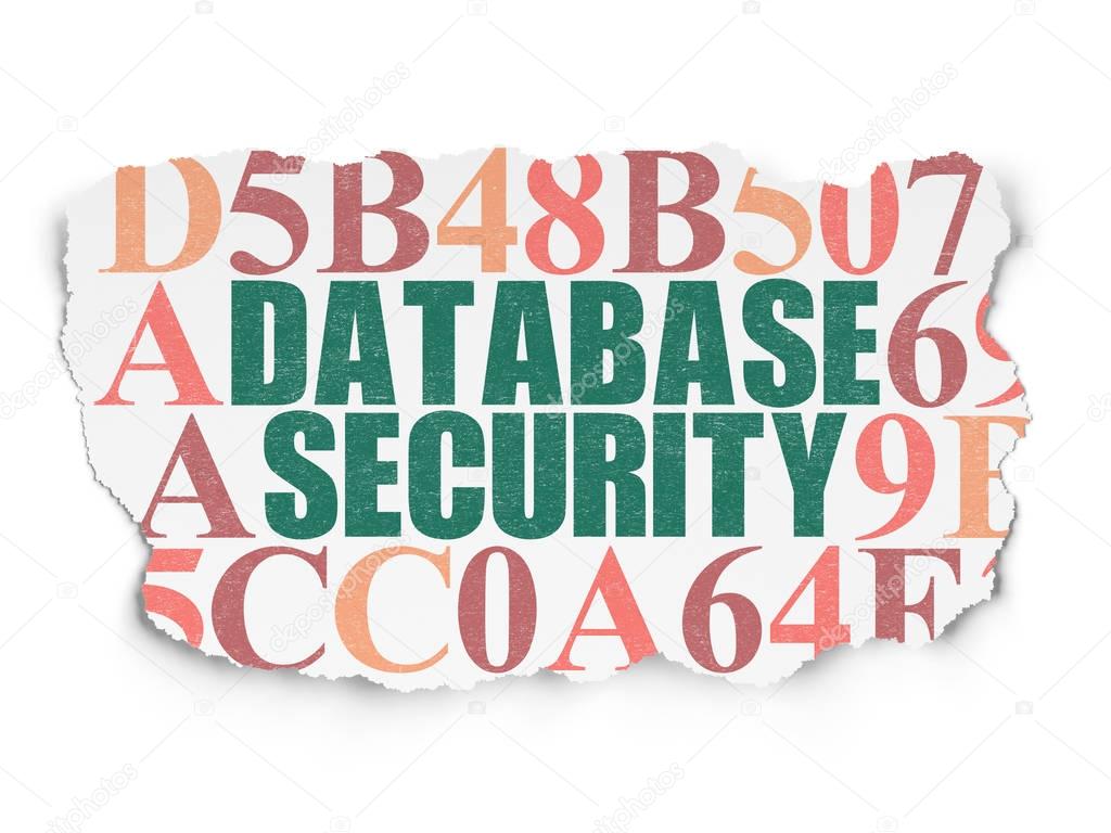 Security concept: Database Security on Torn Paper background