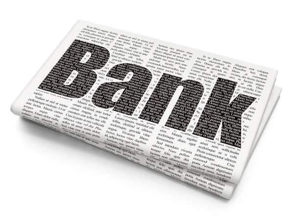 お金の概念: 新聞の背景に銀行 — ストック写真