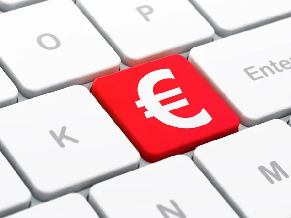 Έννοια νόμισμα: ευρώ σε φόντο υπολογιστή πληκτρολόγιο — Φωτογραφία Αρχείου