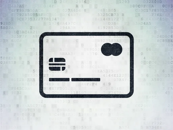 통화 개념: 디지털 데이터 용지에 신용 카드 — 스톡 사진