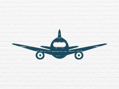 Tatil kavramı: duvar arka plan üzerinde uçak