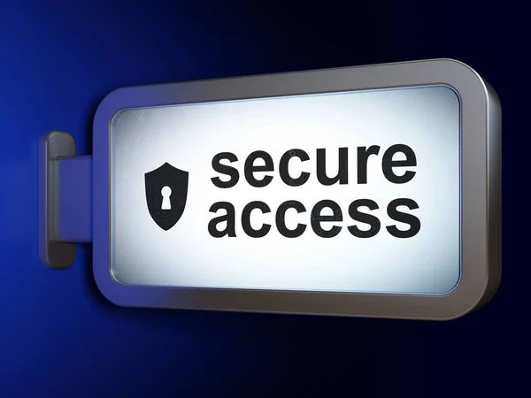 Säkerhetsbegreppet: Secure Access och sköld med nyckelhålet på billboard bakgrund — Stockfoto