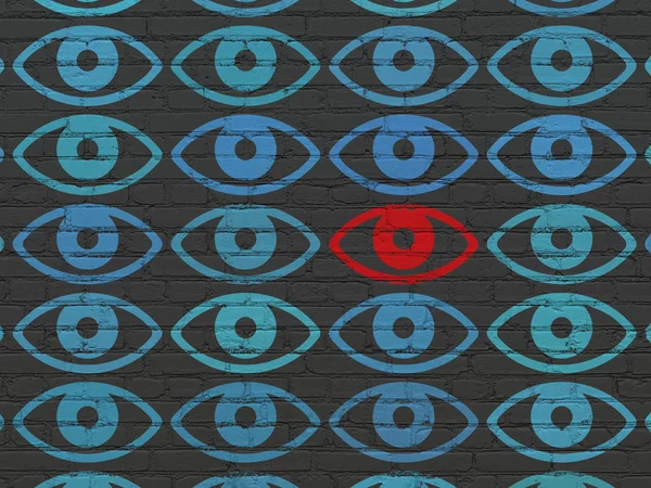 Concepto de privacidad: icono de ojo sobre fondo de pared — Foto de Stock