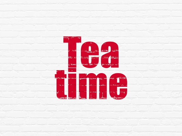 Timeline concept: Tea Time on wall background — Stock Photo, Image