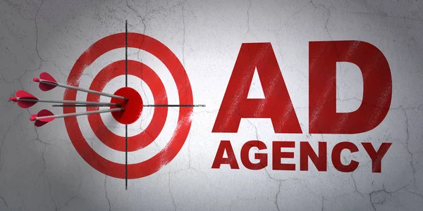 Marketing concept: target and Ad Agency on wall background — Stock Photo, Image