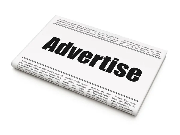 Werbekonzept: Zeitungsschlagzeilen werben — Stockfoto
