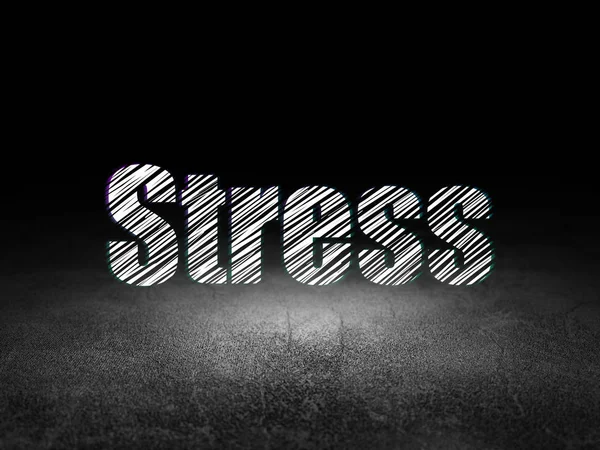 Healthcare concept: Stress in grunge dark room — Stock Photo, Image