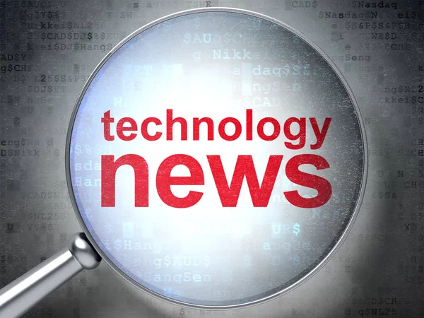 News concept: Tecnologia News con vetro ottico — Foto Stock