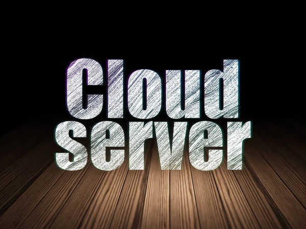 Cloud networking concept: Cloud Server in grunge dark room — Stock Photo, Image