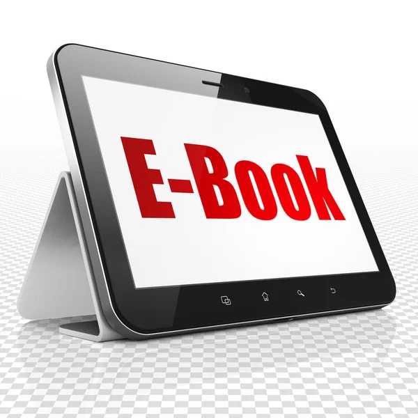 Studeren concept: Tablet PC met E-boek op display — Stockfoto