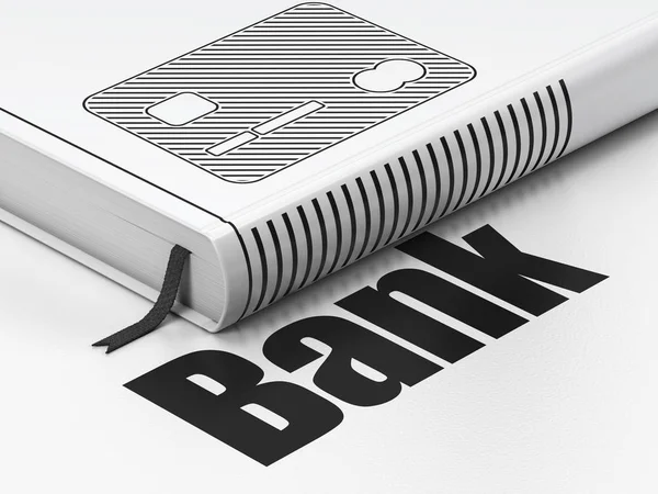 Pengar koncept: bok kreditkort, Bank på vit bakgrund — Stockfoto