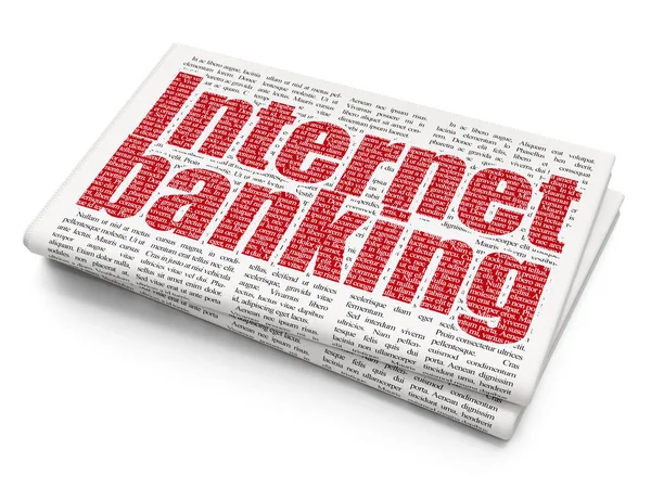 Koncept měny: internetové bankovnictví na pozadí noviny — Stock fotografie