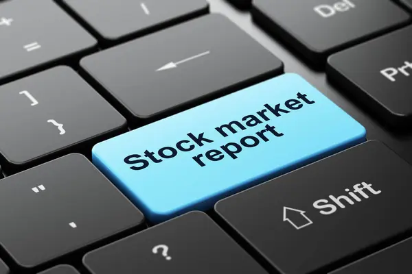 Money concept: Stock Market Report on computer keyboard background — Stock Photo, Image