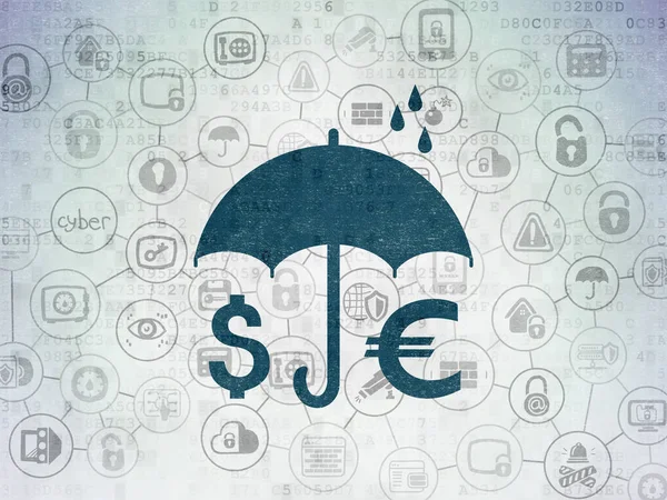 Security concept: Money And Umbrella on Digital Data Paper background — Stock Photo, Image