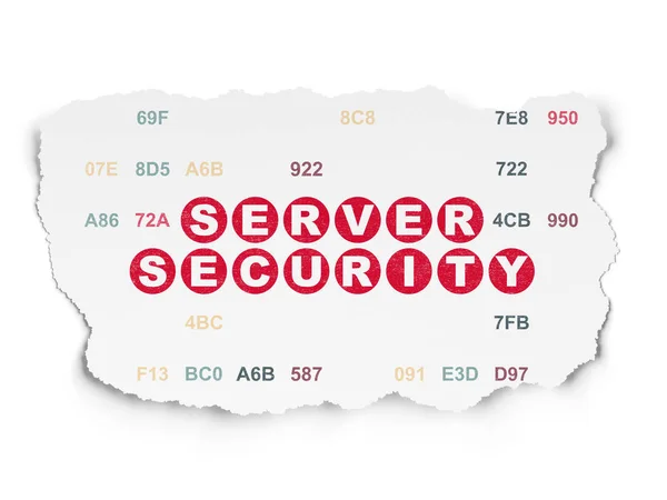 Conceito de segurança: Segurança do servidor no plano de fundo do papel rasgado — Fotografia de Stock