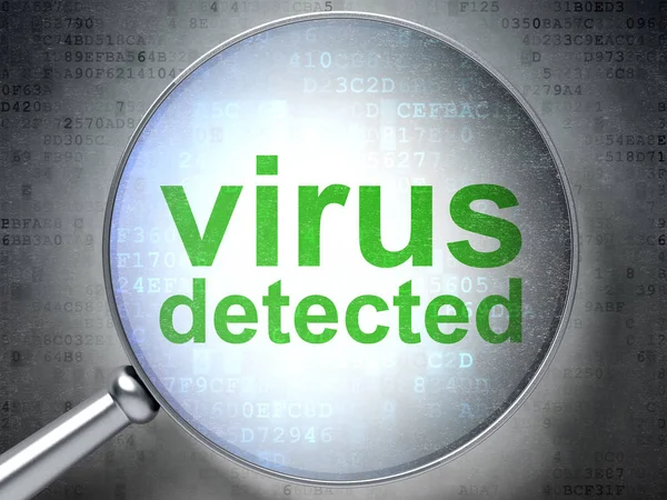 Concepto de seguridad: Virus detectado con vidrio óptico —  Fotos de Stock
