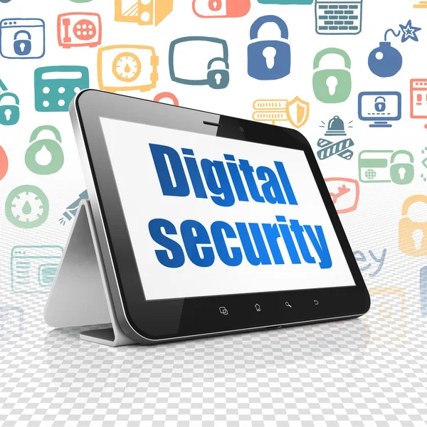 安全コンセプト: 表示のデジタル セキュリティとタブレット コンピューター — ストック写真