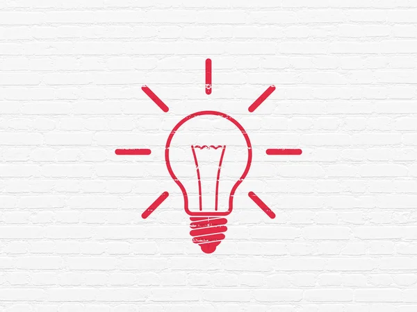 Business concept: Light Bulb on wall background — Stock Photo, Image