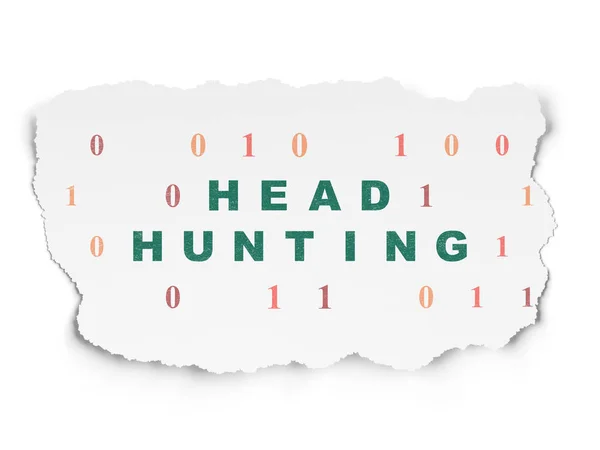 Obchodní koncept: Head Hunting na roztrhané papírové pozadí — Stock fotografie