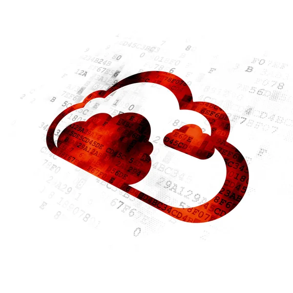Cloud nätverkskoncept: moln på digital bakgrund — Stockfoto