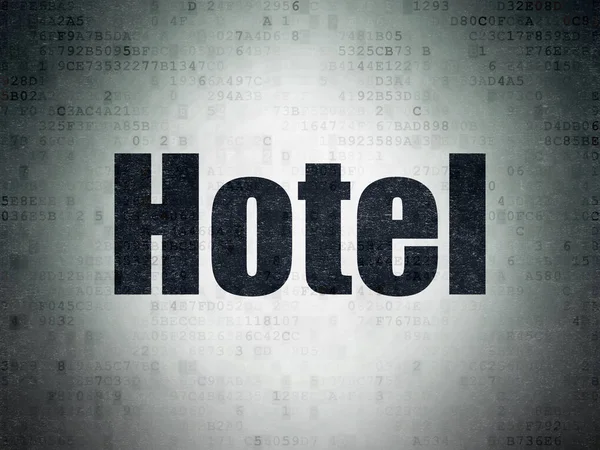 Concepto de vacaciones: Hotel en el fondo del papel de datos digitales — Foto de Stock