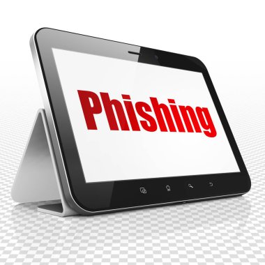Gizlilik kavramı: Phishing ekranda Tablet bilgisayarınızla