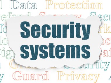 Koruma kavramı: yırtık kağıt arka plan üzerinde güvenlik sistemleri