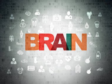 Sağlık kavramı: beyin dijital veri kağıt arka plan üzerinde