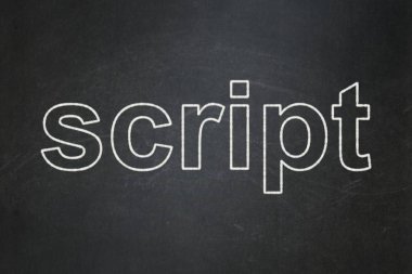 Programlama kavramı: Kara tahta arka plan üzerinde Script