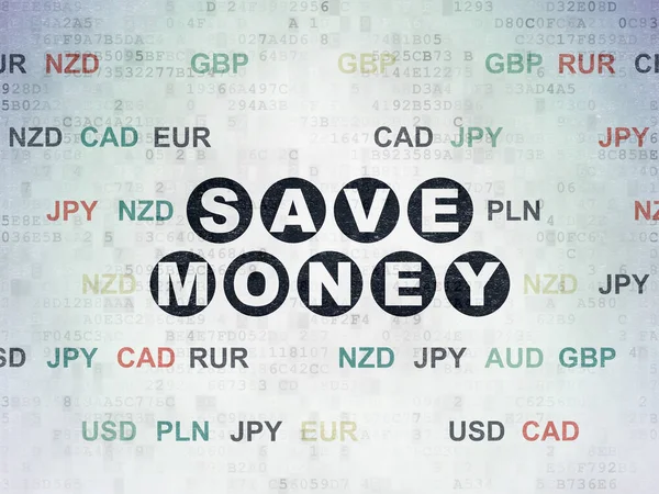 Χρήματα έννοια: Εξοικονομήστε χρήματα στο ψηφιακό χαρτί δεδομένα παρασκηνίου — Φωτογραφία Αρχείου