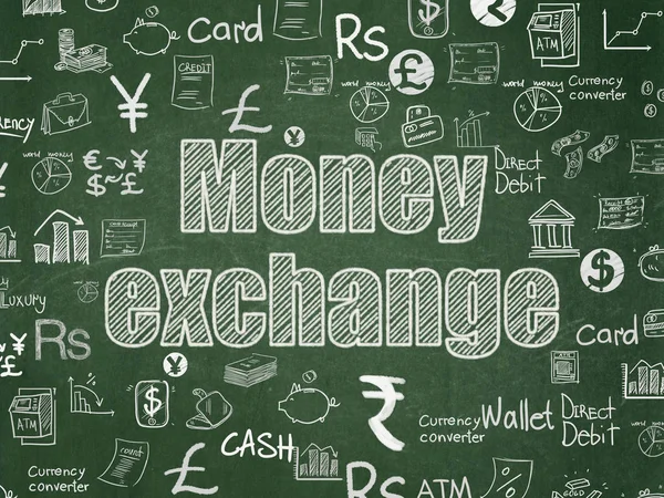 Conceito bancário: Money Exchange on School board background — Fotografia de Stock