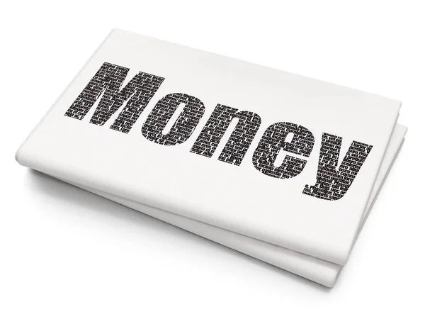 Concepto de moneda: Dinero en el fondo del periódico en blanco — Foto de Stock