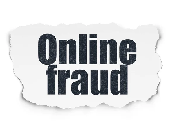 Bescherming concept: onlinefraude op gescheurd papier achtergrond — Stockfoto