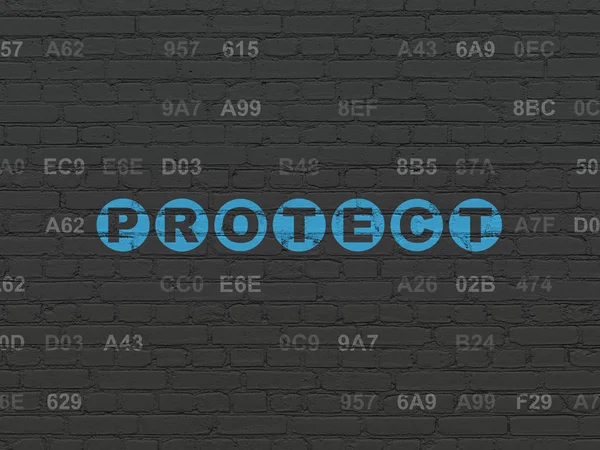 Privacy concept: beschermen op muur achtergrond — Stockfoto