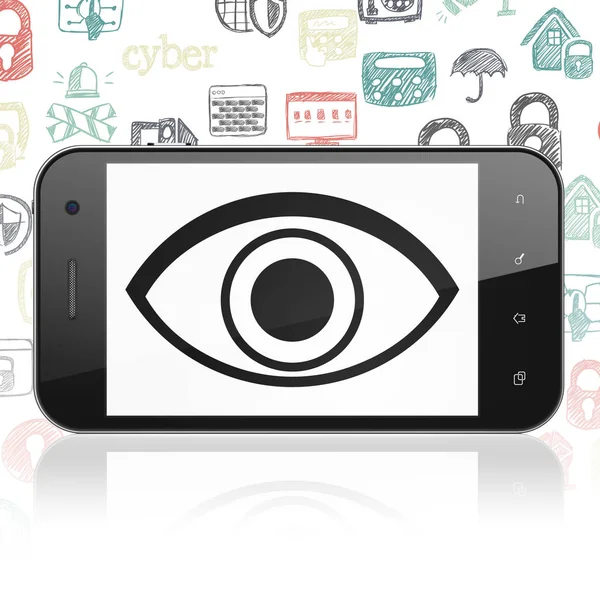 Veiligheidsconcept: Smartphone met oog op display — Stockfoto